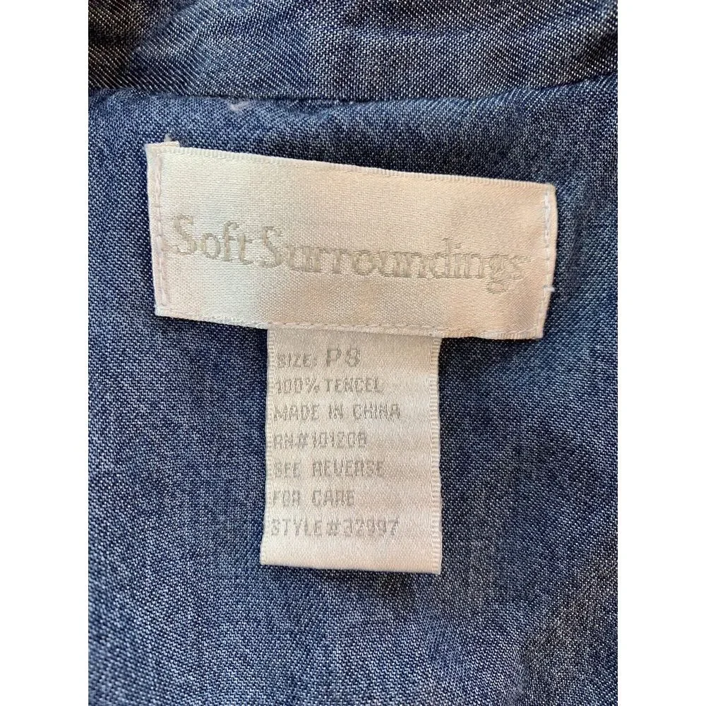 Soft Surroundings Chambray Jacket Women's PS‎ Petite Small Tencel Blue Blazer